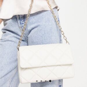 Monki Quilted Shoulder Bag In Cream